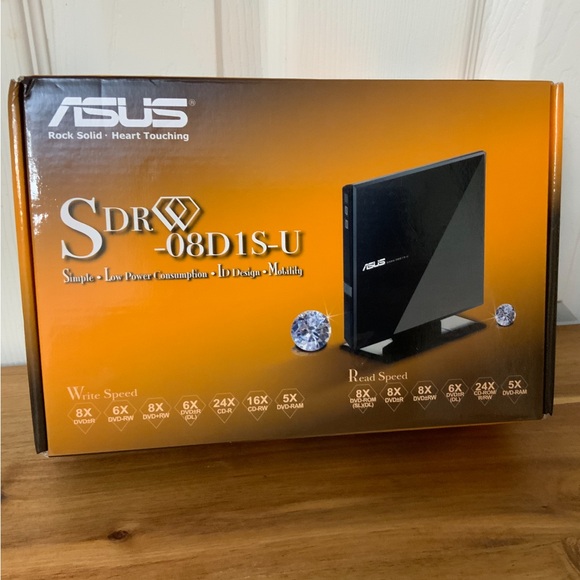 ASUS External DVD Drive Black SDRW-08D1S-U Low Power Consumption New In Box - Picture 1 of 3